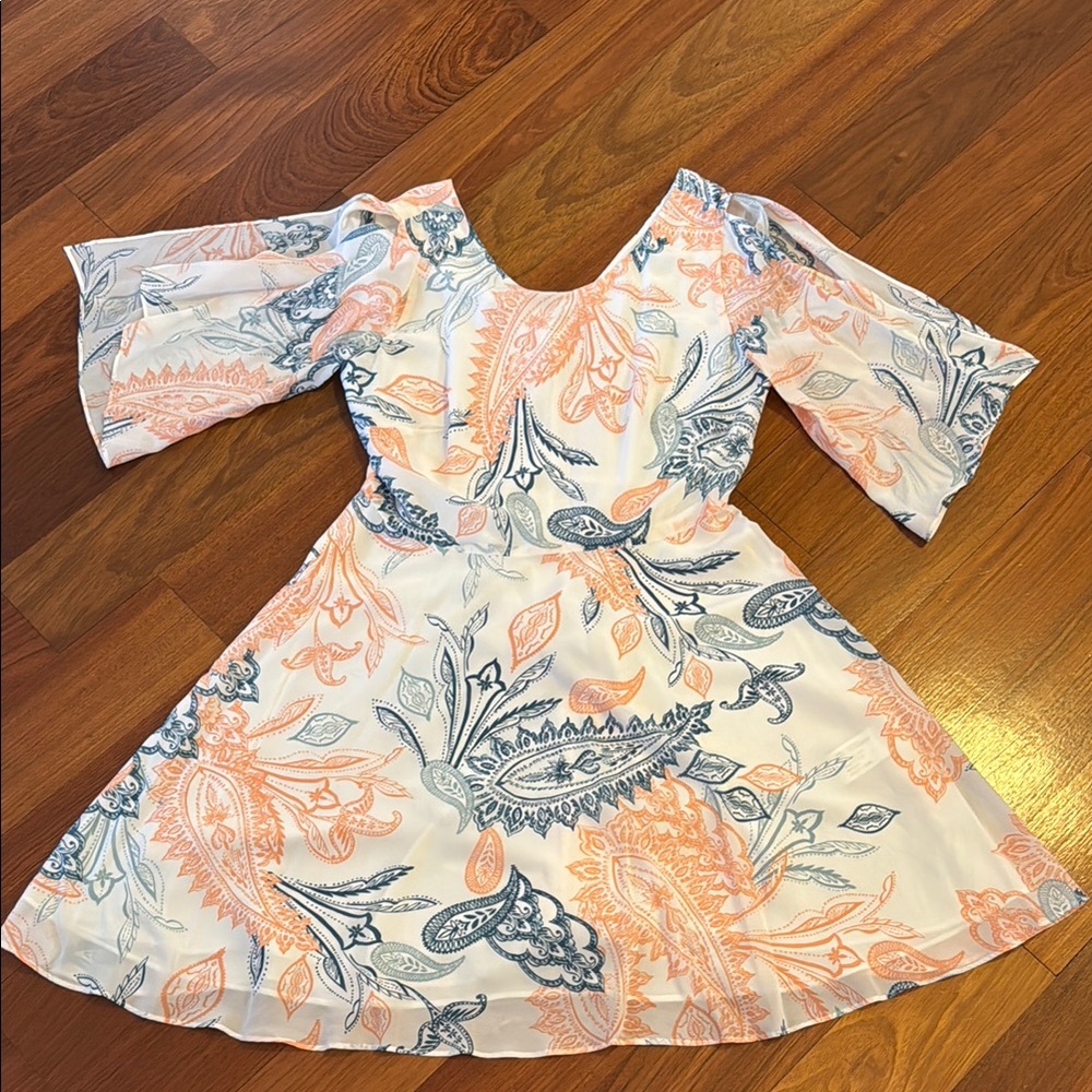Like new Shoshanna Silk Floral Dress in Peach and Blue, Size 6